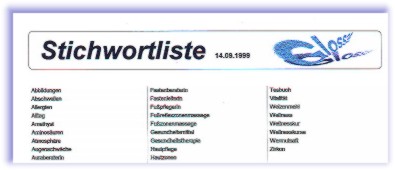 Muster einer Stichwortliste